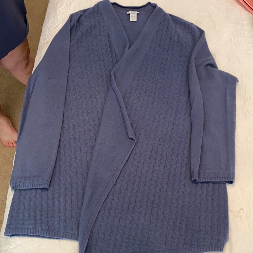 J. Jill cashmere cardigan, slate blue.